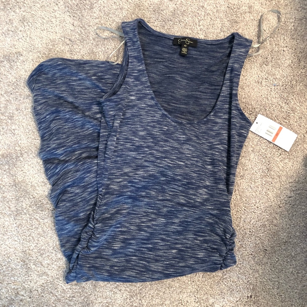 Jessica Simpson body con dress with side ruffles